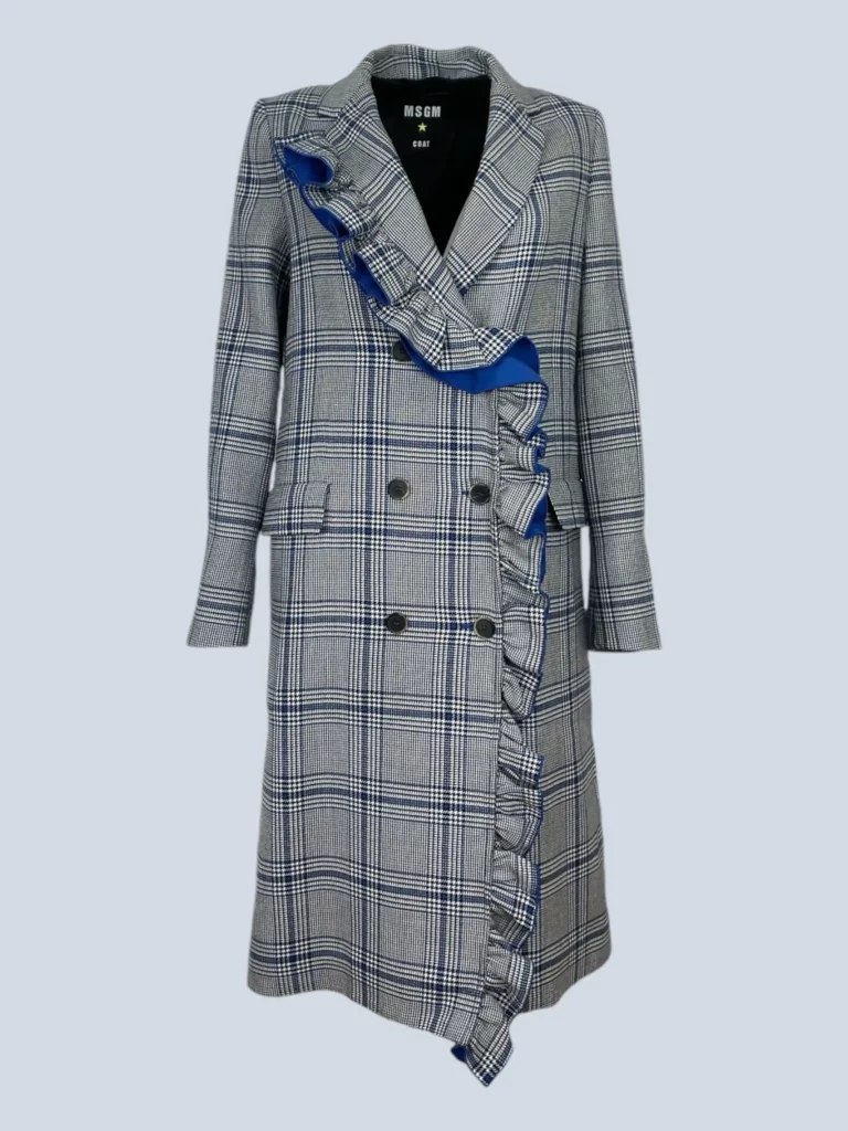 Cappotto in misto lana motivo pied de poule, 38.