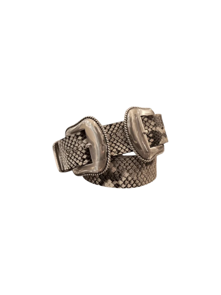 The belt cintura in pelle stampa pitone con doppia fibbia.