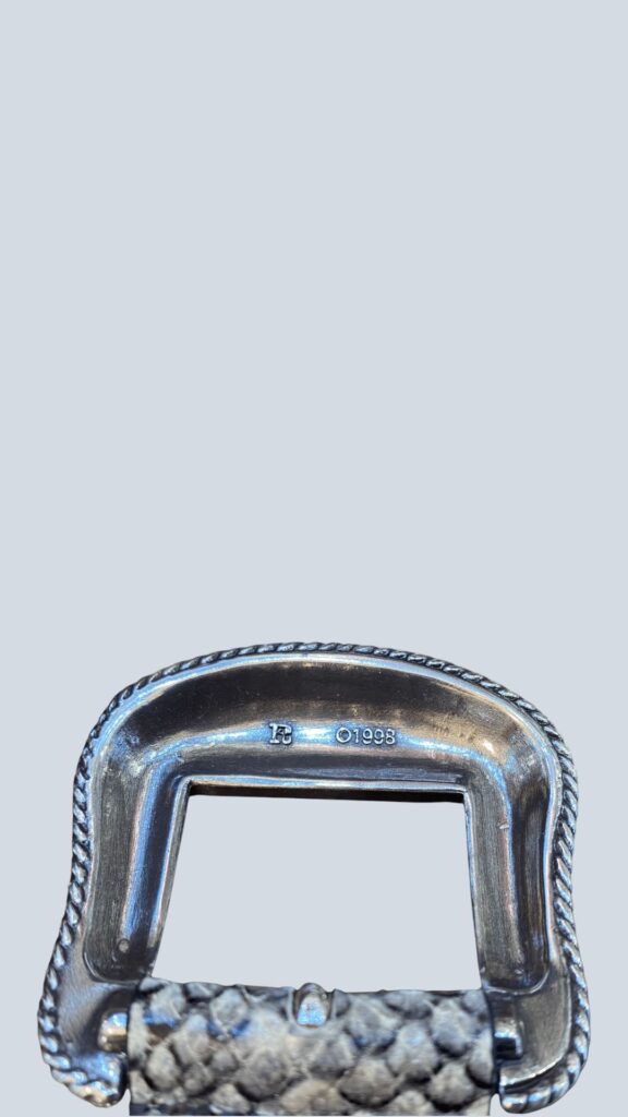 The belt cintura in pelle stampa pitone con doppia fibbia., foto 5 di 5
