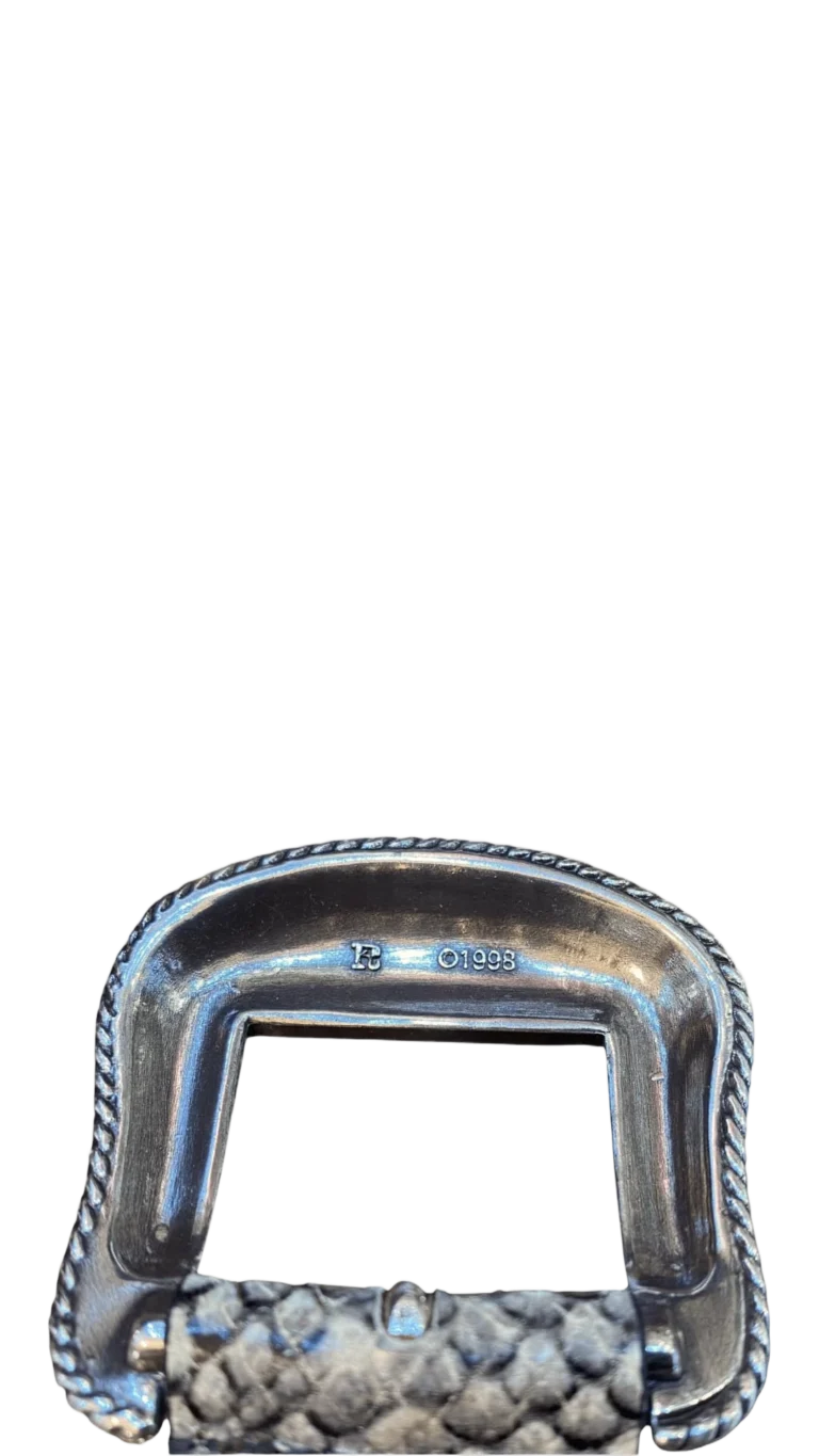 The belt cintura in pelle stampa pitone con doppia fibbia., foto 5 di 5