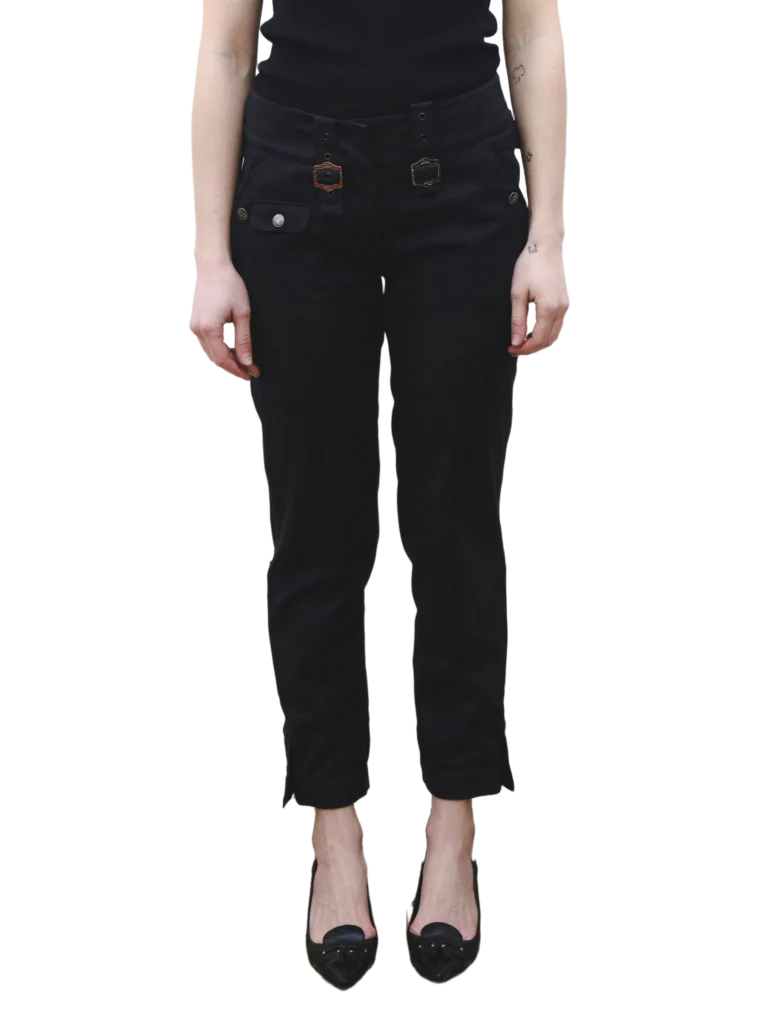 By John Galliano, cigarette trousers.