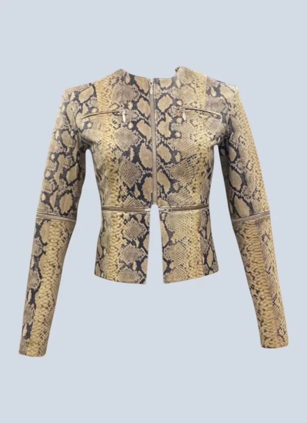 <b>Christopher Kane</b> <br> giubbotto in pelle pitonata multi zip, 40.