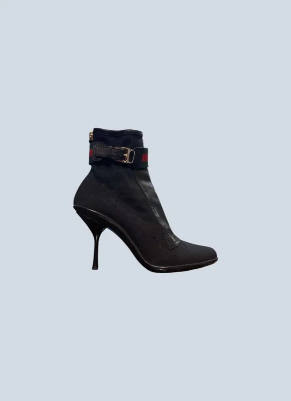 <b>Gucci</b> <br> stivaletti in pelle e tessuto, 34,5.