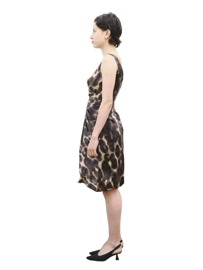 Abito in seta stampa leopard., foto 2 di 4