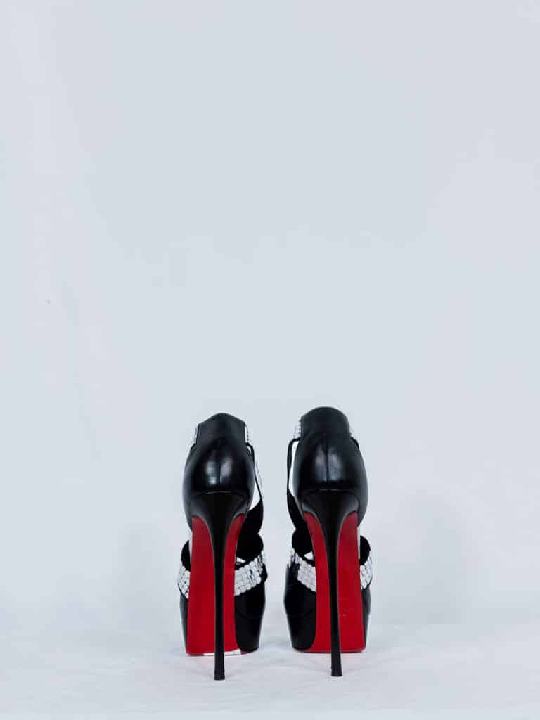 Décolleté Open Toe in pelle e paillettes, 41., foto 4 di 6
