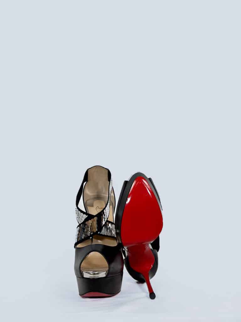 Décolleté Open Toe in pelle e paillettes, 41., foto 5 di 6