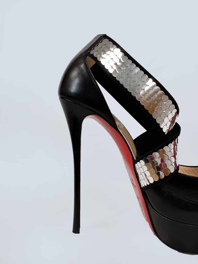 Décolleté Open Toe in pelle e paillettes, 41., foto 6 di 6