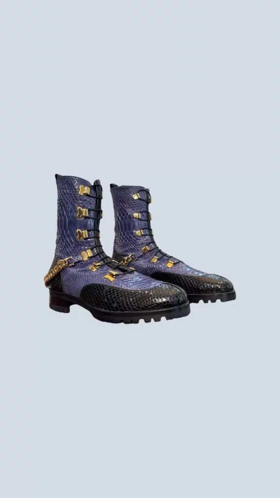 Exotic leather and metal combat boots, 38., photo 2 of 5
