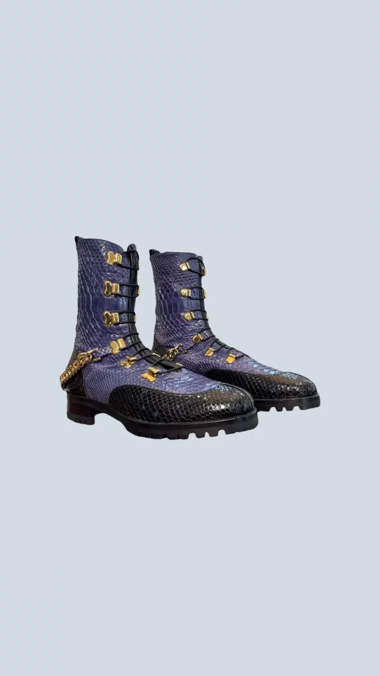 Exotic leather and metal combat boots., photo 2 of 5