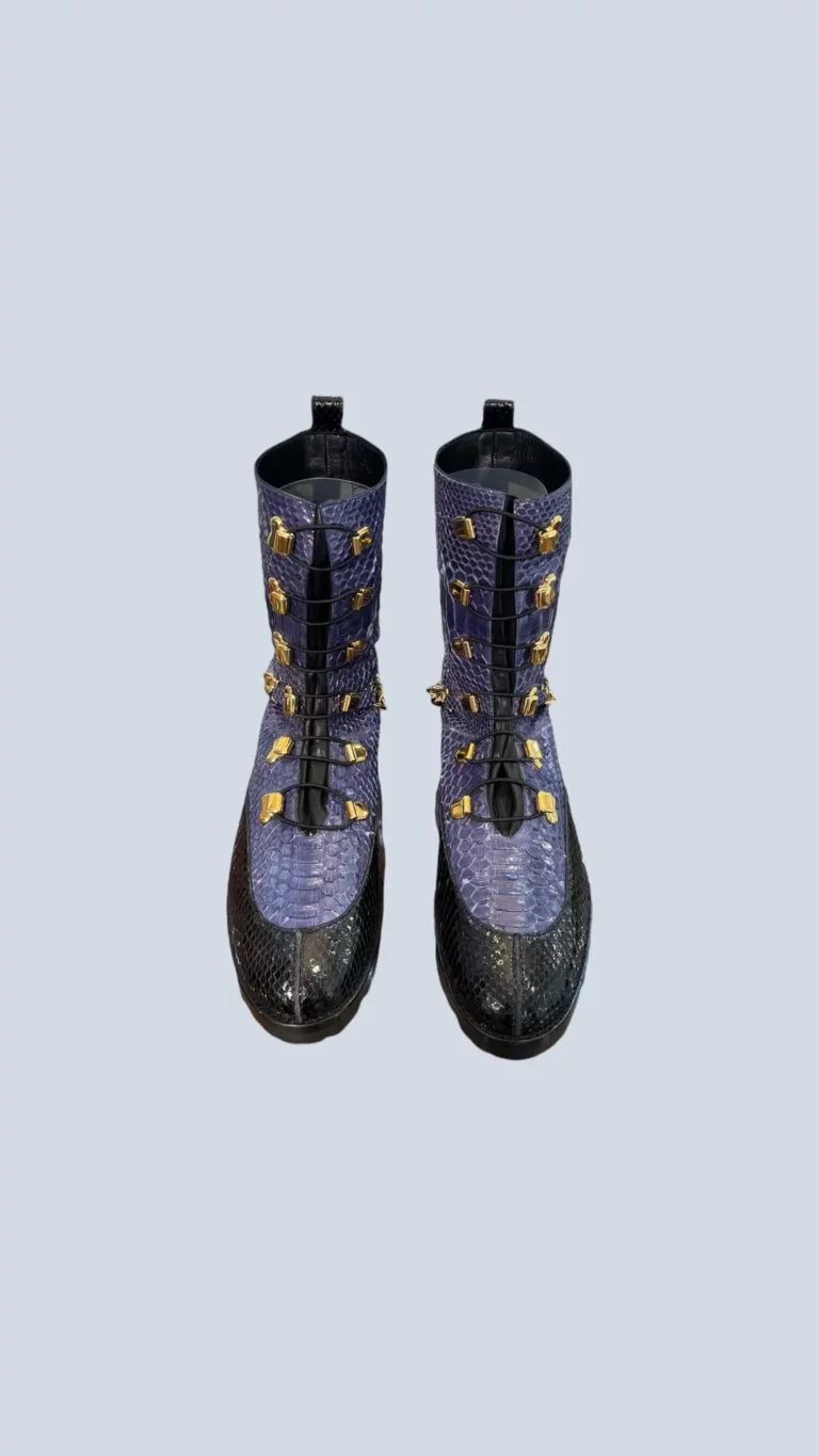 Exotic leather and metal combat boots., photo 3 of 5