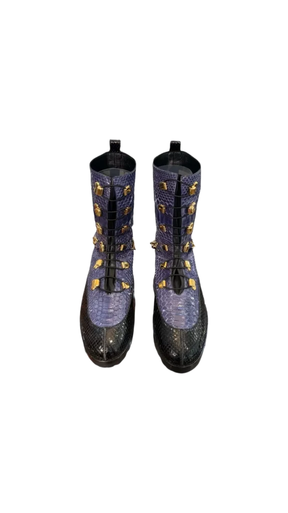 Exotic leather and metal combat boots., photo 3 of 5