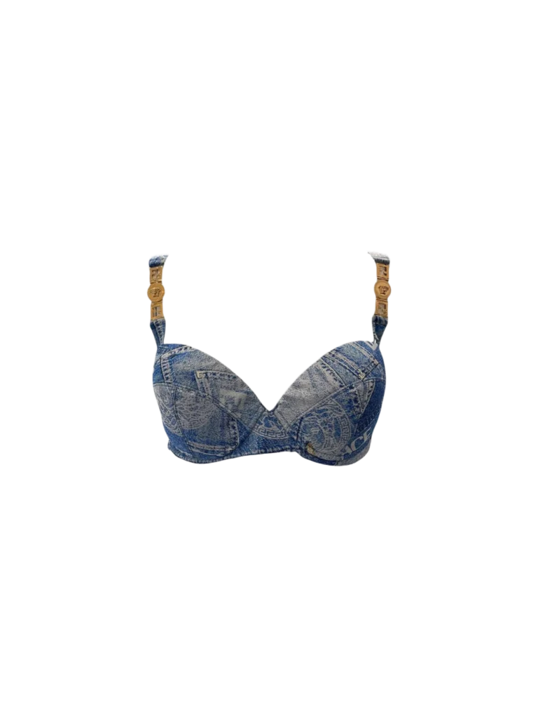 FF denim-effect bralette.