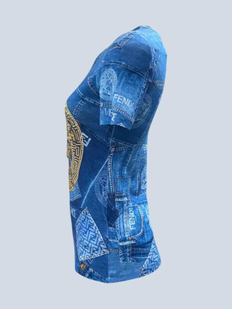 T-shirt stampa denim FF, 40., foto 2 di 5