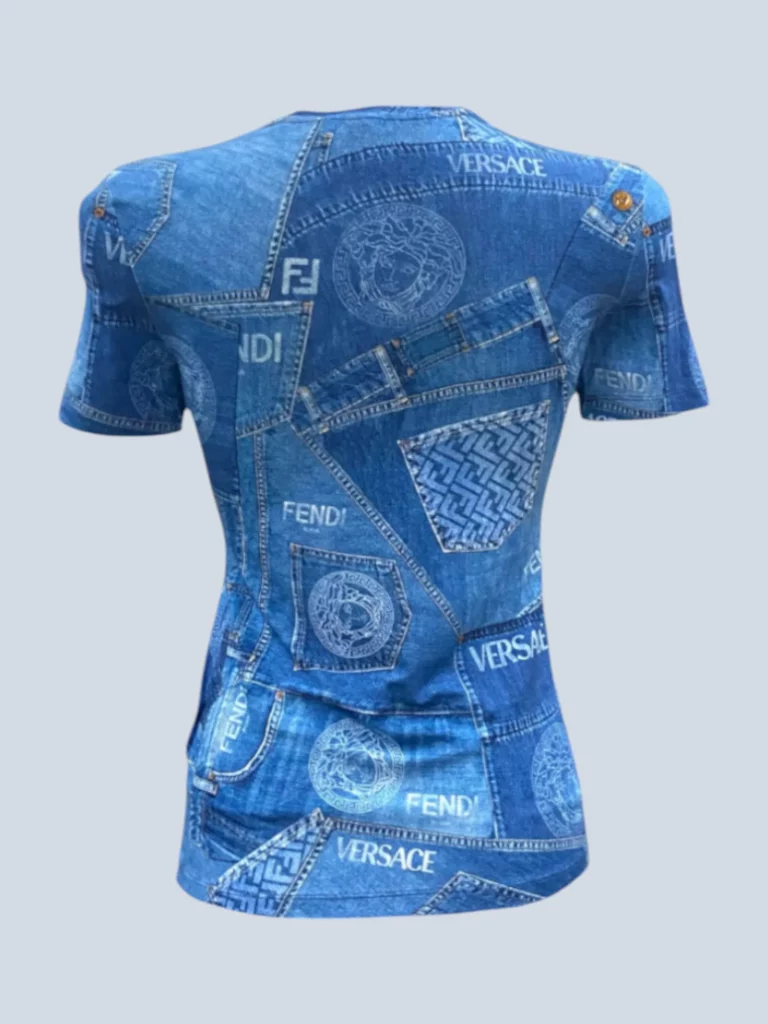 T-shirt stampa denim FF, 40., foto 3 di 5