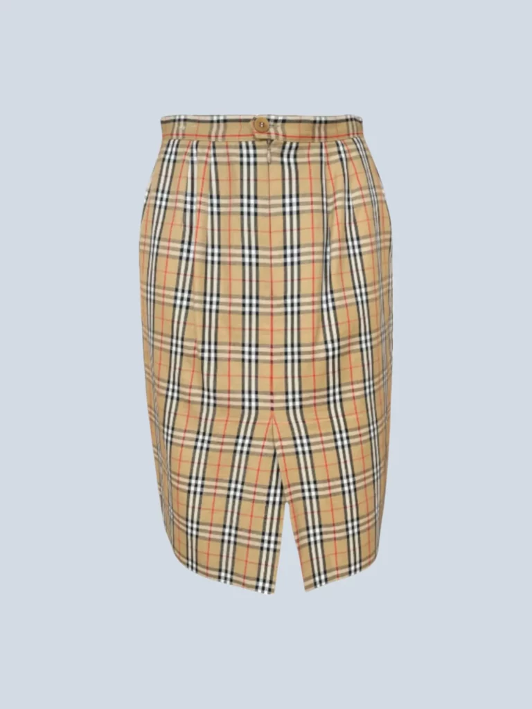 Check print cotton midi skirt, 42.