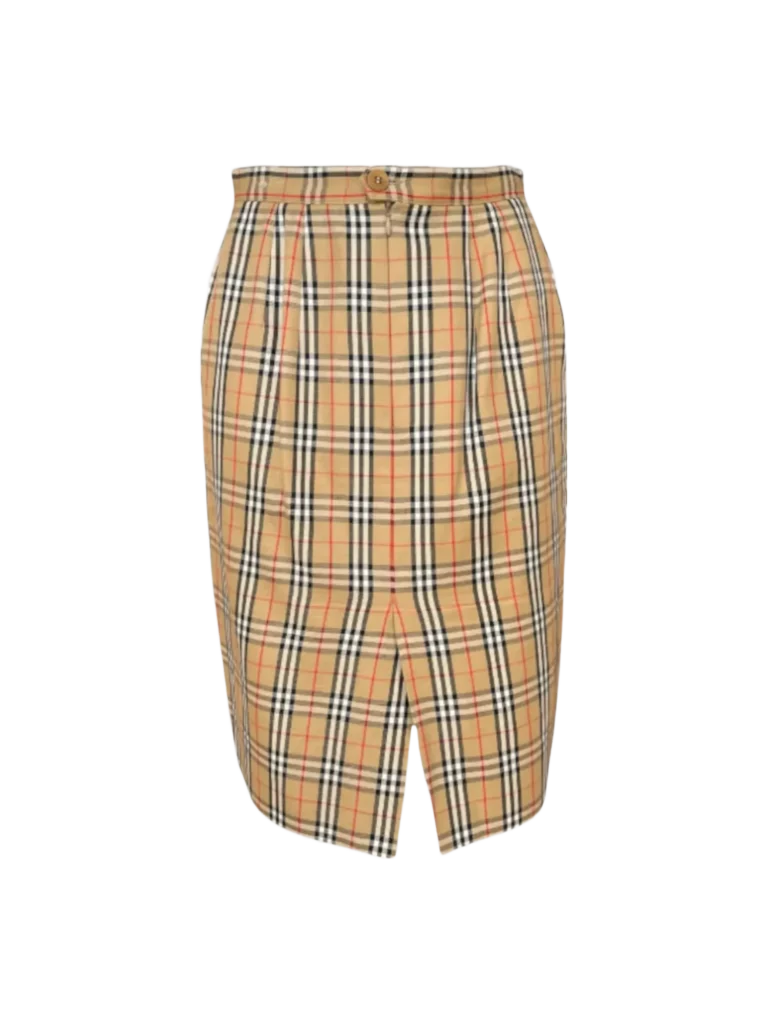 Check print cotton midi skirt.