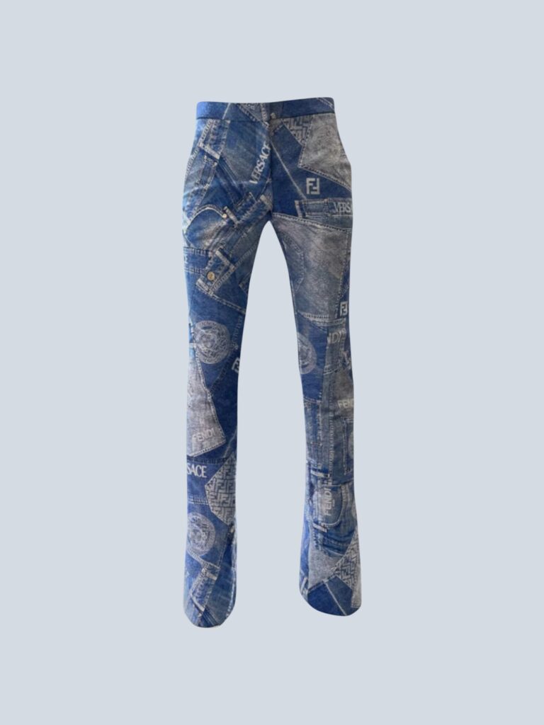 Pantaloni a zampa effetto denim, 38.