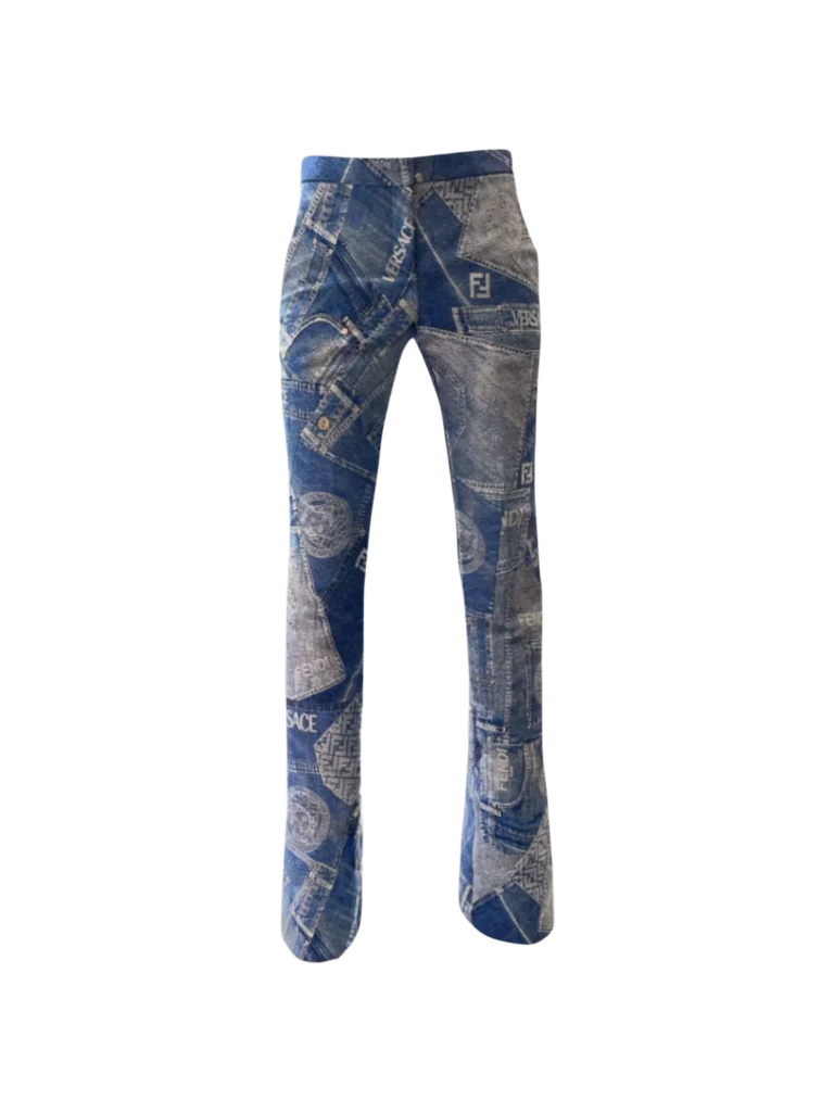 Pantaloni a zampa effetto denim.