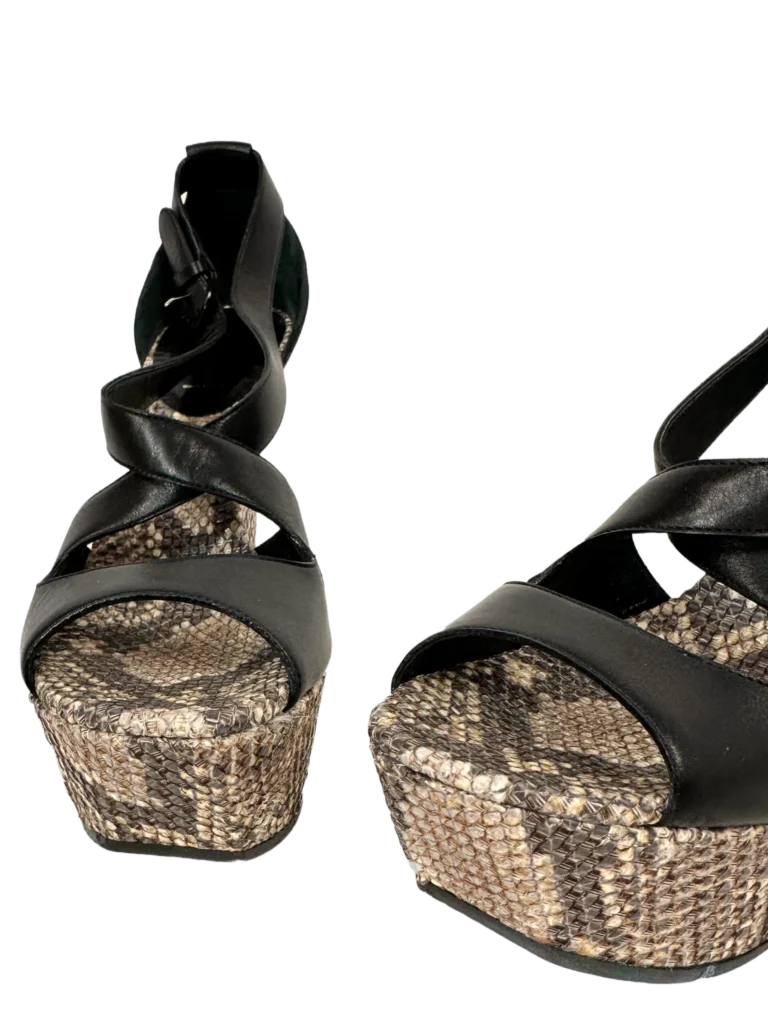 Exotic leather wedge sandals, photo 6 of 6