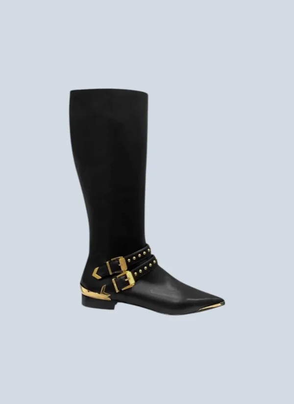 <b>Versace</b> <br> stivali in pelle e metallo, 36,5.