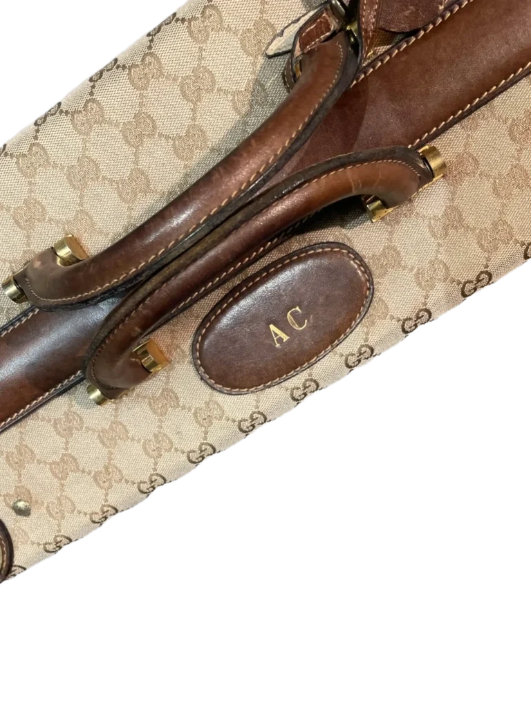 Valigia rigida vintage in tela Monogram e pelle., foto 13 di 14