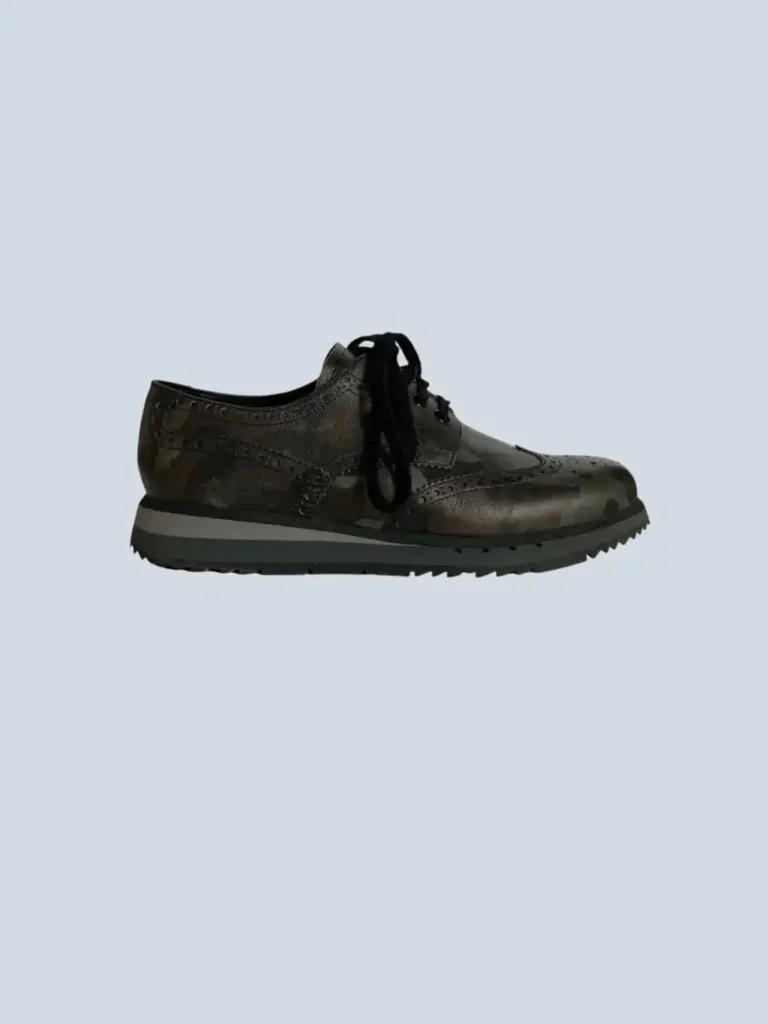 Scarpe stringate in pelle saffiano camouflage, 40.