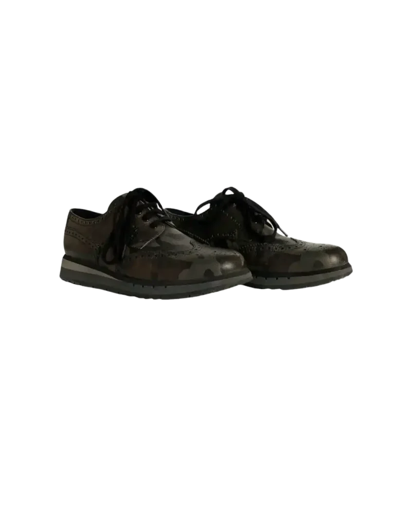 Scarpe stringate in pelle saffiano camouflage., foto 2 di 4