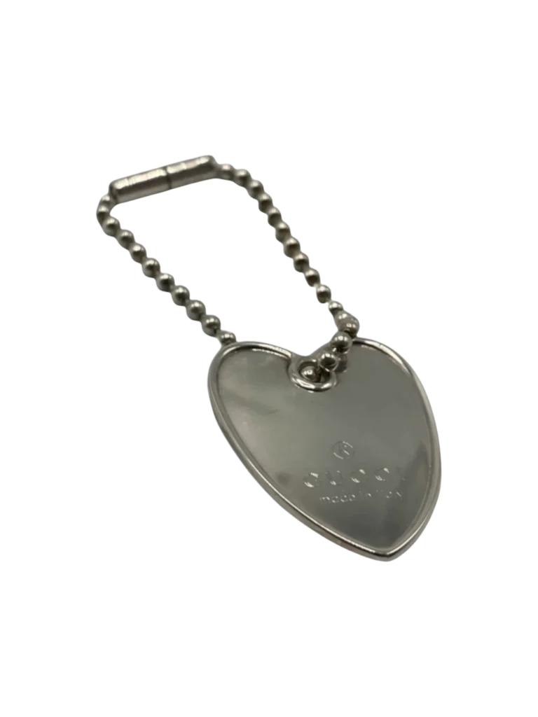 Keyring with silver heart charm.