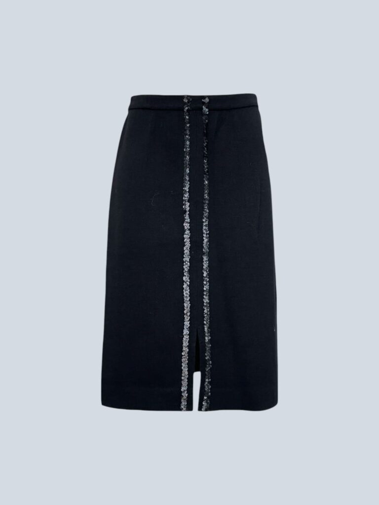 Gonna vintage in lana e paillettes, 40 FR.