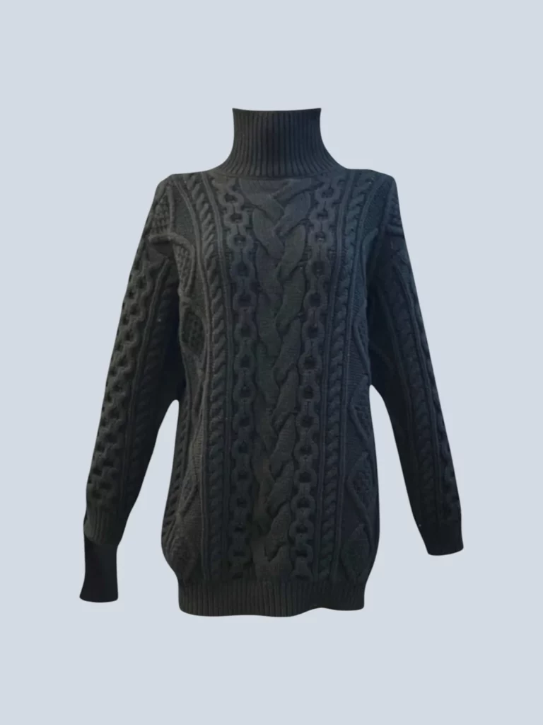 Maglione a collo alto a trecce in lana, M.