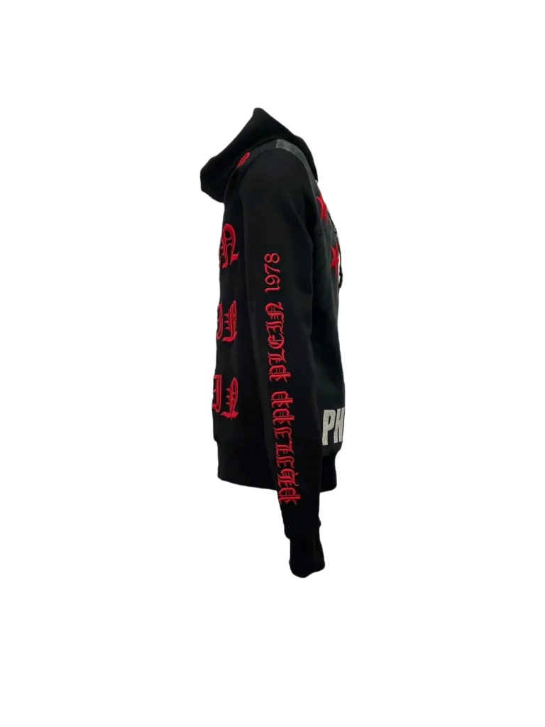 Cotton hoodie with print and rhinestone logo., photo 3 of 10