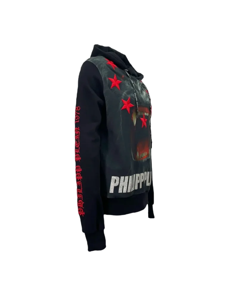 Cotton hoodie with print and rhinestone logo., photo 2 of 10
