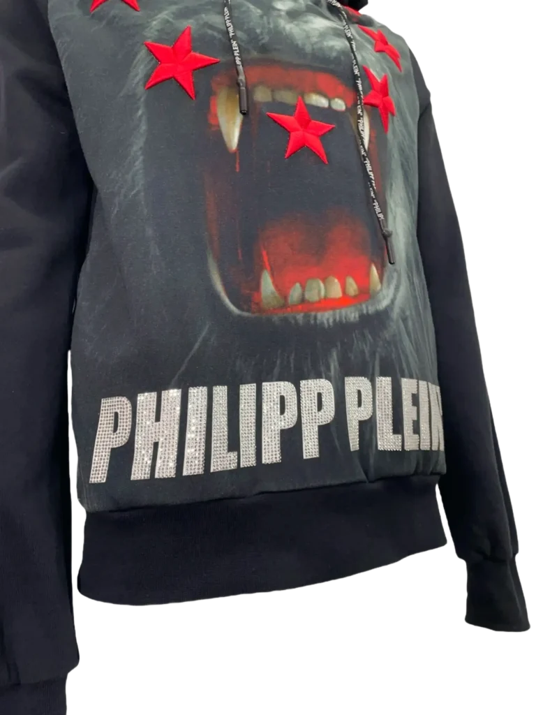 Cotton hoodie with print and rhinestone logo., photo 5 of 10
