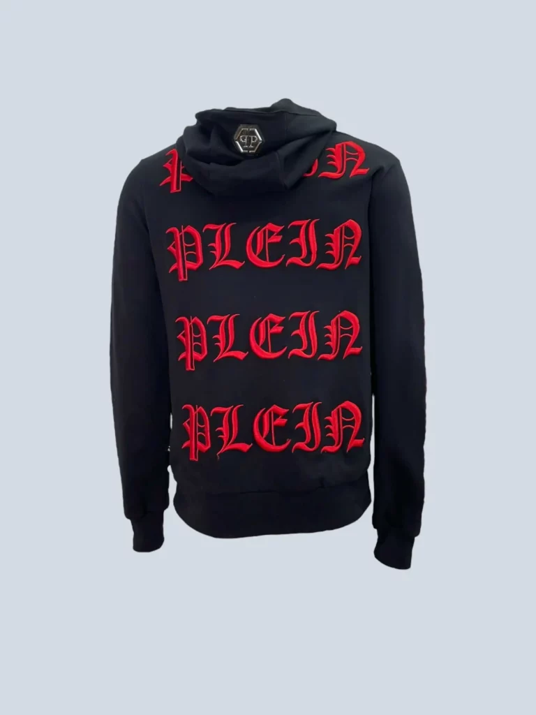 Felpa con cappuccio in cotone stampa e logo strass, L., foto 4 di 10