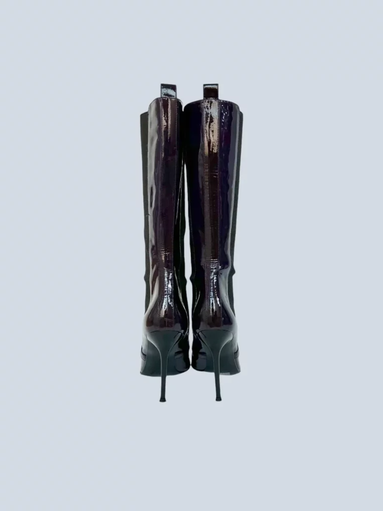 Patent leather boots with rhinestone logo, 37., photo 4 of 6