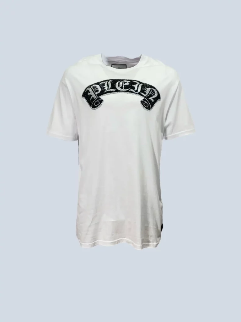 T-shirt in cotone con logo strass, XL.