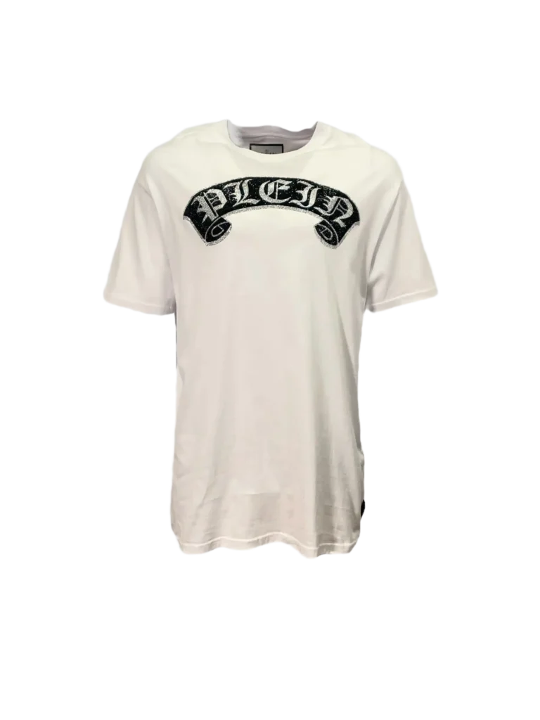 T-shirt in cotone con logo strass.