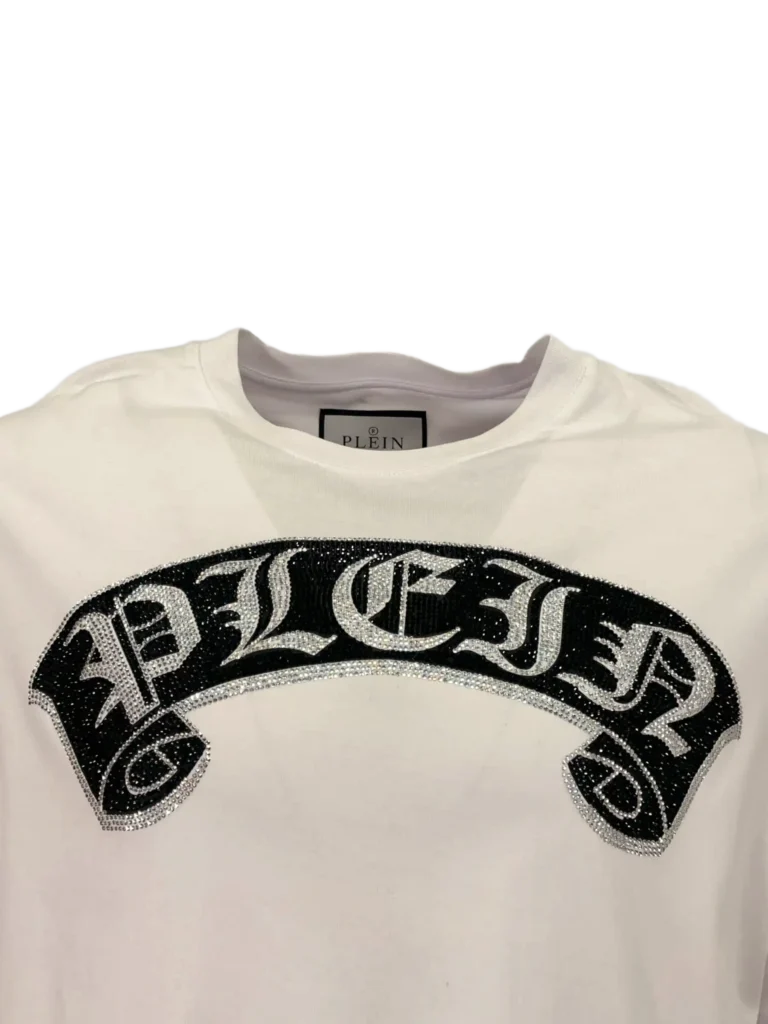T-shirt in cotone con logo strass., foto 4 di 9