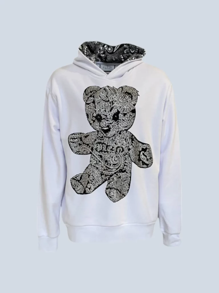 Felpa con cappuccio in cotone con strass, L.