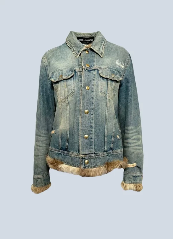 <b>Dolce&Gabbana</b><br> giubbotto in denim e interno in pelliccia, 50.