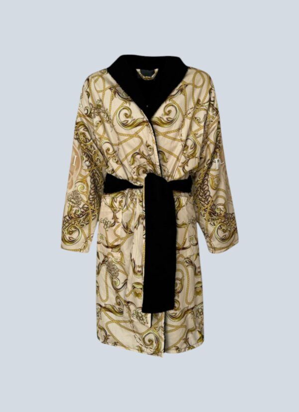 <b>Philipp Plein</b> <br> accappatoio in spugna di cotone stampa barocco, L-XL.