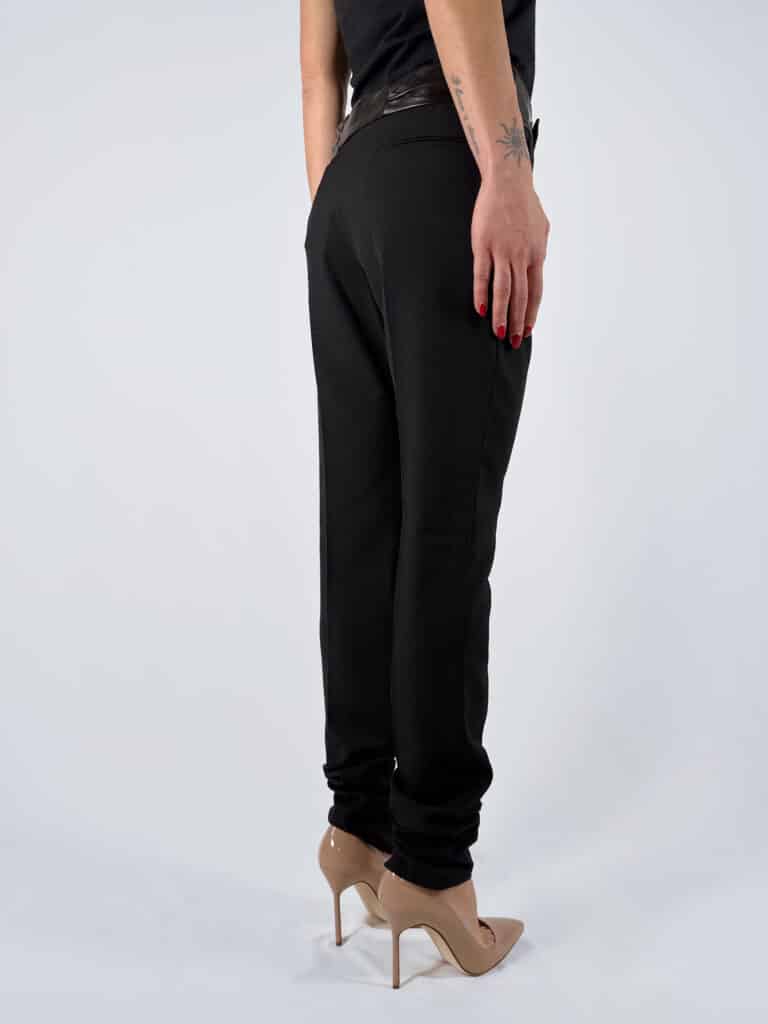 Pantaloni in lana con inserti in pelle, 40., foto 3 di 4
