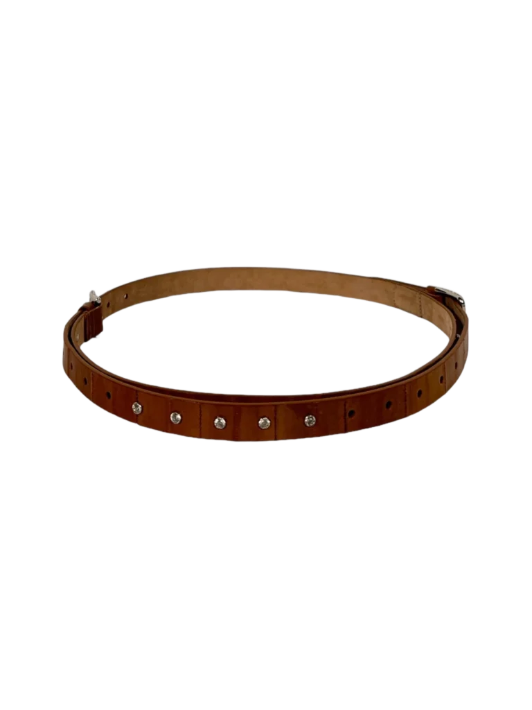 Double eel skin belt with rhinestones., photo 2 of 4