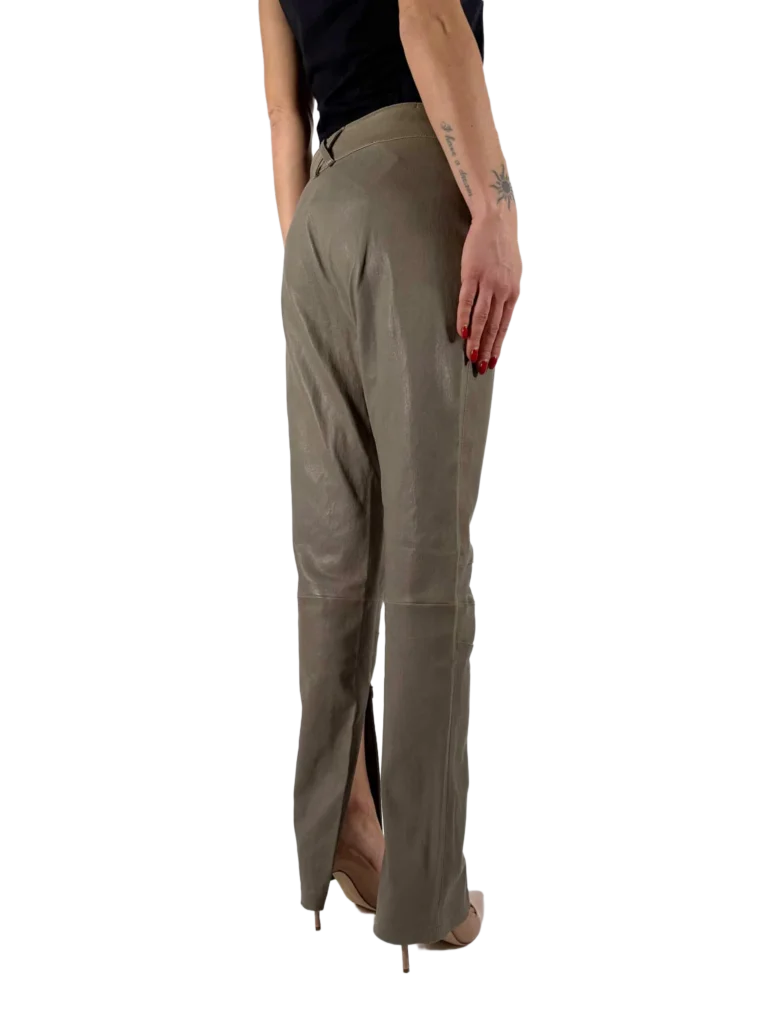 Split-hem leather trousers, photo 2 of 4