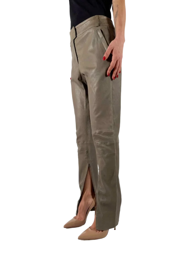 Split-hem leather trousers, photo 3 of 4