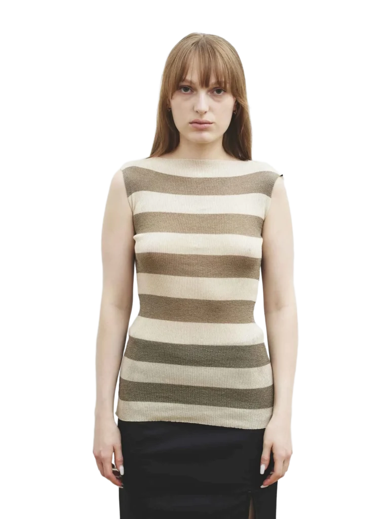 Top a righe in lurex.