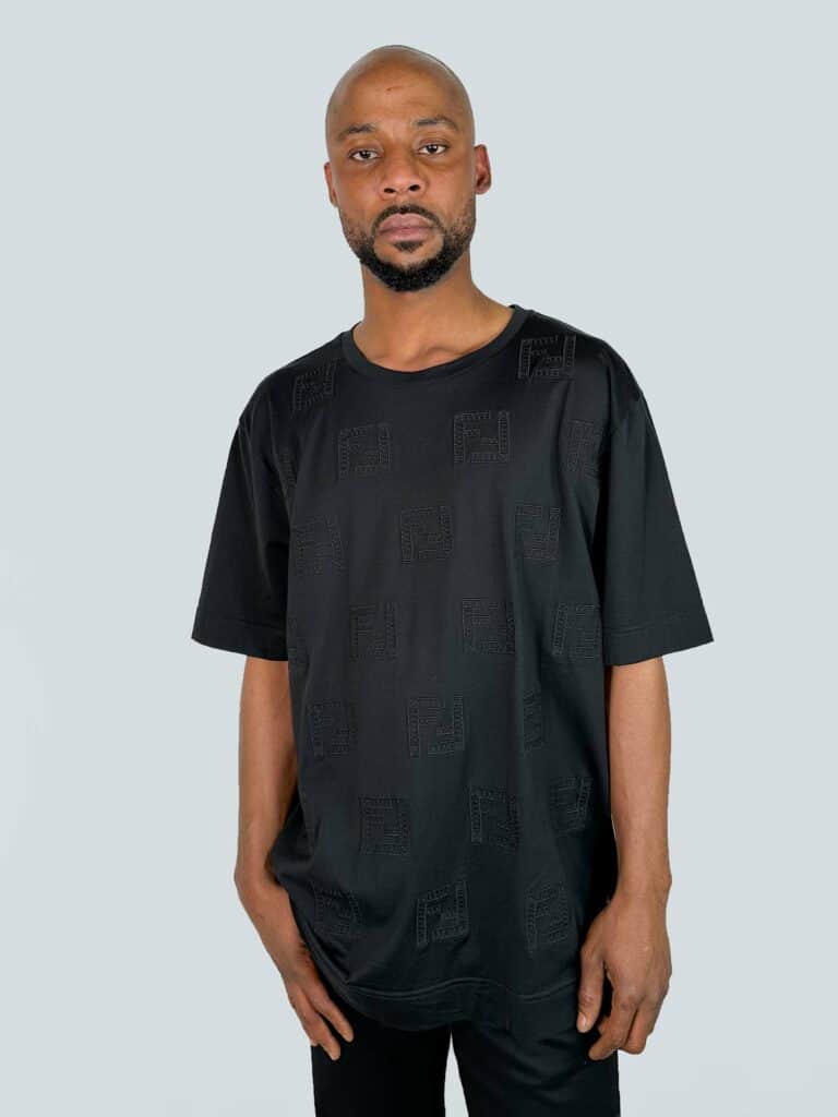 Cotton T-shirt with embroidered logos, XL.
