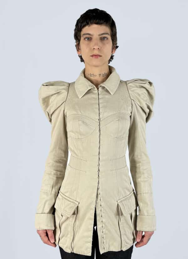 <b>Louis Vuitton</b> <br> blazer in cotone con abbottonatura a corsetto, XS.