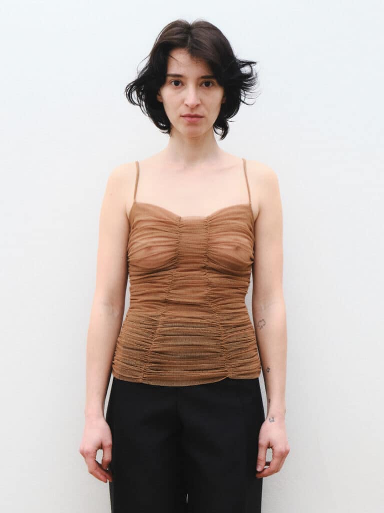 Embossed tulle top, 42.