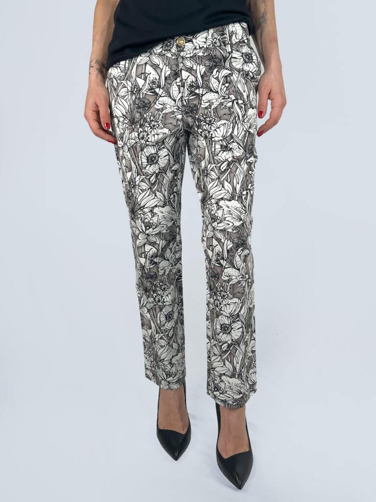 Pantaloni in cotone stampa flora, 40.